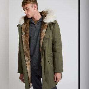 Army byYves Salomon Long Parka with Fur lined hood green